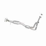 MagnaFlow 23139 hm grade direct-fit catalytic converter, opposite rear three-quarter view of the turntable spin