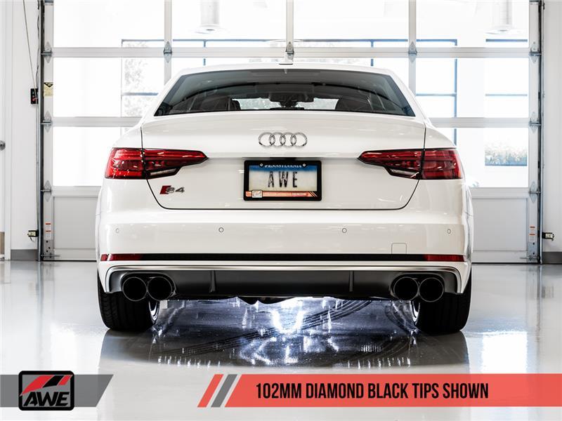 AWE Tuning Audi B9 S4 SwitchPath Exhaust - Non-Resonated (Black 102mm Tips) - autotalent