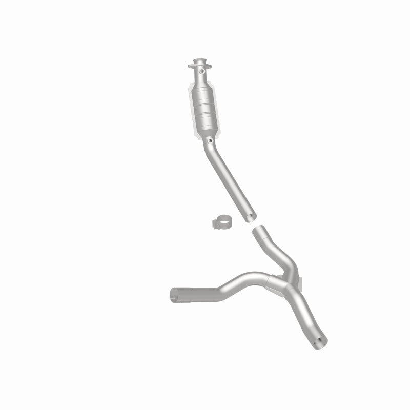 MagnaFlow 93420 hm grade direct-fit catalytic converter, rear three-quarter view of the turntable spin