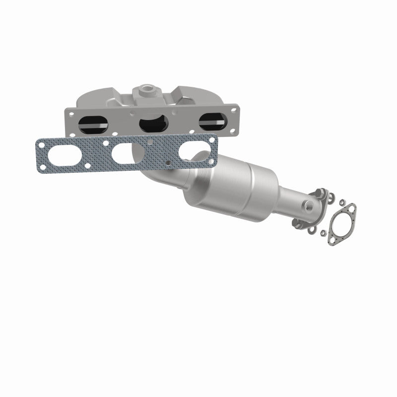 MagnaFlow 49770 oem grade manifold converter, front three-quarter view of the turntable spin