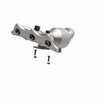 MagnaFlow 49349 oem grade manifold converter, opposite front three-quarter view of the turntable spin