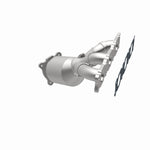 MagnaFlow 52167 oem grade manifold converter, opposite rear three-quarter view of the turntable spin