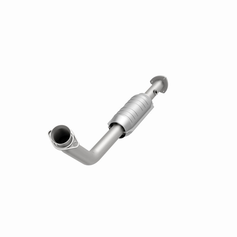 MagnaFlow 23460 hm grade direct-fit catalytic converter, opposite front three-quarter view of the turntable spin