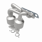 MagnaFlow 452066 carb manifold converter, rear view of the turntable spin
