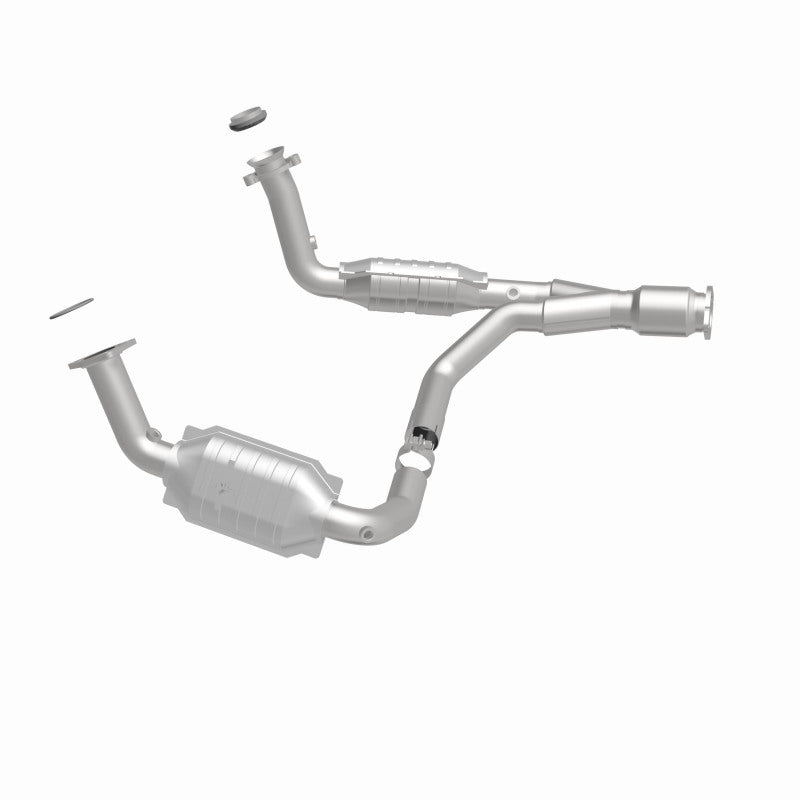 MagnaFlow 49650 oem grade direct-fit catalytic converter, side view of the turntable spin