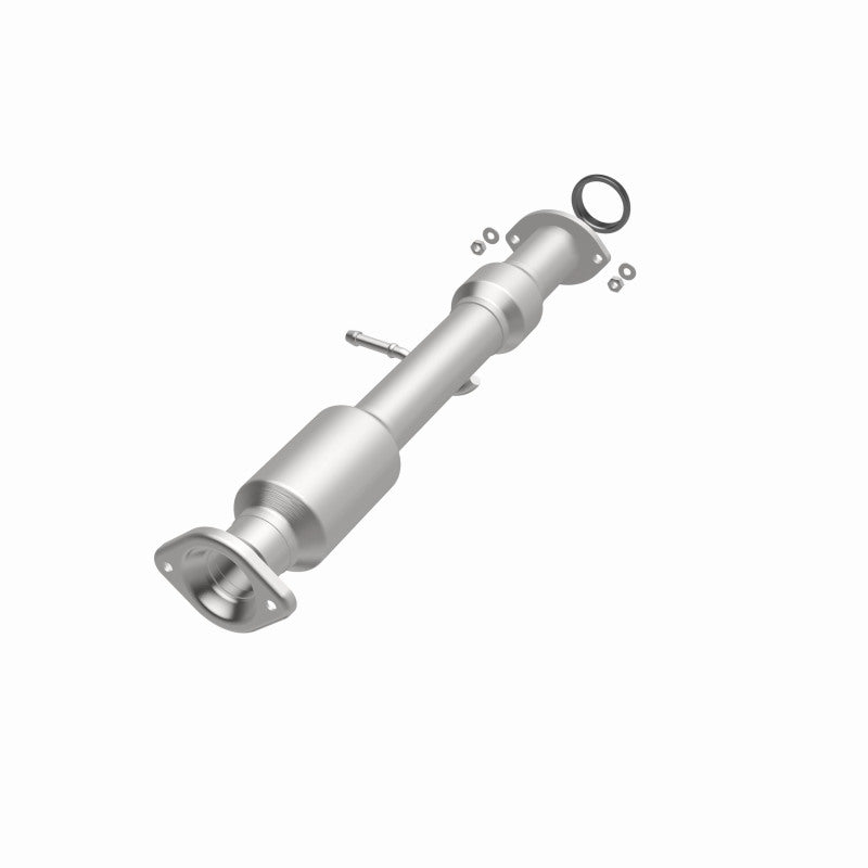 MagnaFlow 52534 oem grade direct-fit catalytic converter, opposite front three-quarter view of the turntable spin