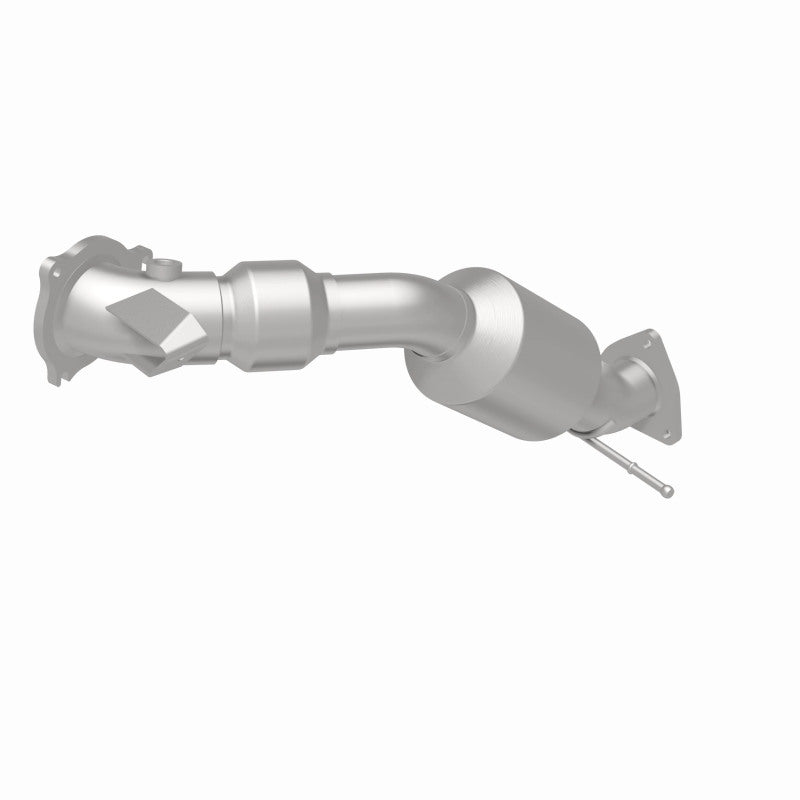 MagnaFlow 5551537 carb direct-fit catalytic converter, rear three-quarter view of the turntable spin
