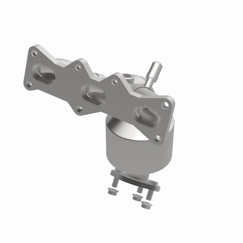 MagnaFlow 452025 carb manifold converter, opposite front three-quarter view of the turntable spin