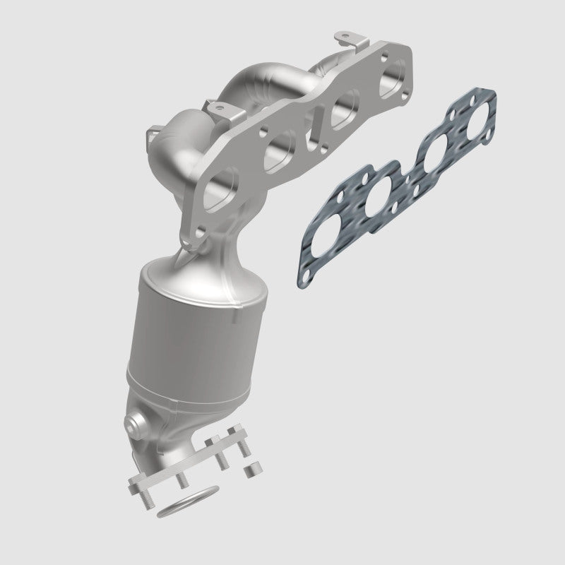 MagnaFlow 5481295 carb manifold converter, opposite front three-quarter view of the turntable spin