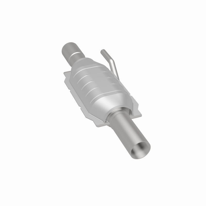 MagnaFlow 95221 hm grade direct-fit catalytic converter, rear three-quarter view of the turntable spin