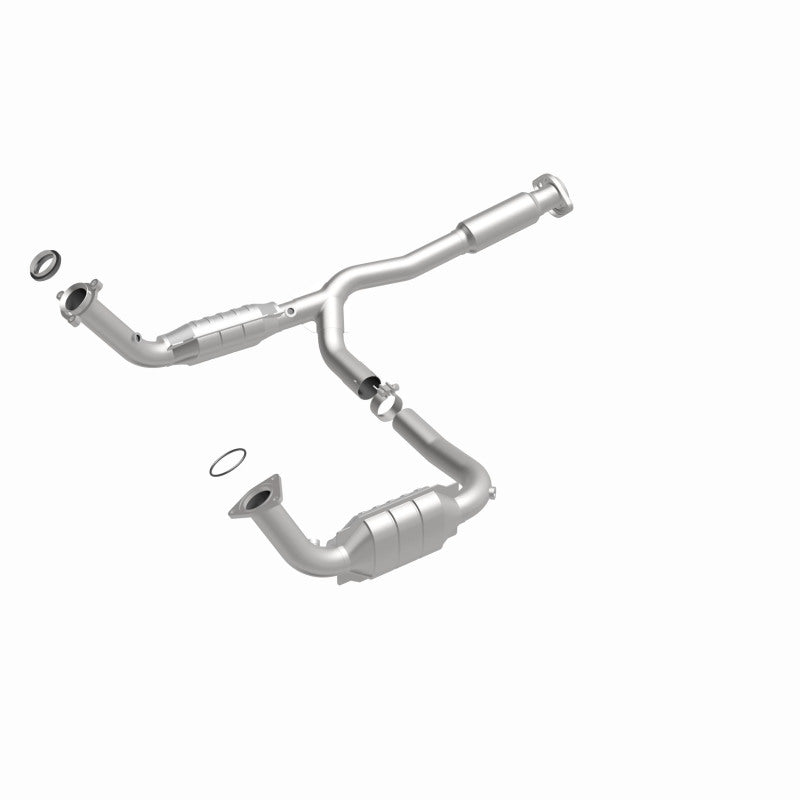 MagnaFlow 24950 hm grade direct-fit catalytic converter, front three-quarter view of the turntable spin