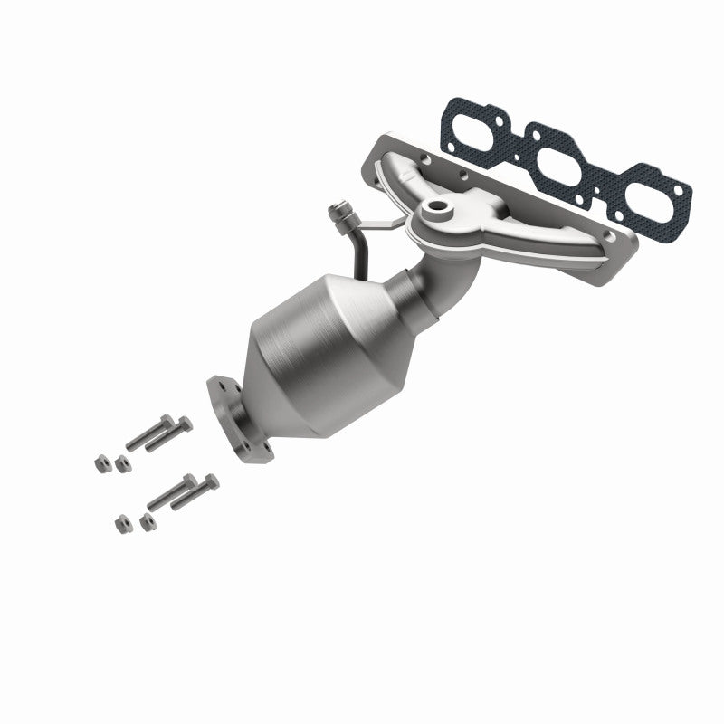 MagnaFlow 50494 hm grade manifold converter, rear view of the turntable spin