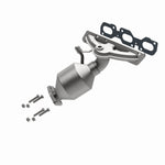 MagnaFlow 50494 hm grade manifold converter, rear view of the turntable spin