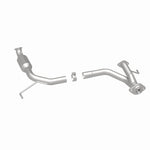 MagnaFlow 5491701 carb direct-fit catalytic converter, rear three-quarter view of the turntable spin