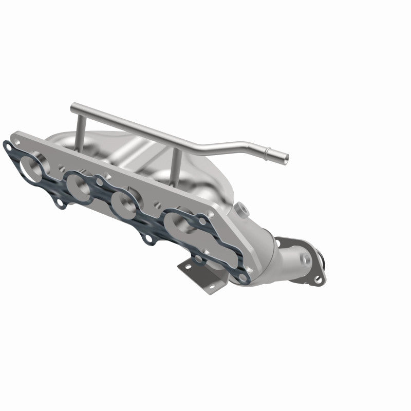 MagnaFlow 49375 oem grade manifold converter, opposite front three-quarter view of the turntable spin