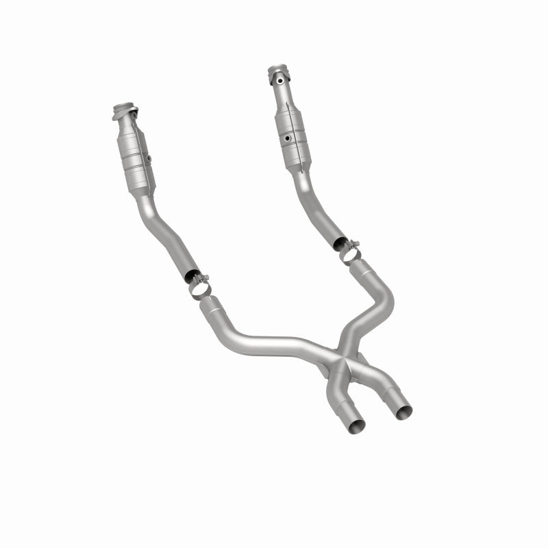 MagnaFlow 49977 oem grade direct-fit catalytic converter, rear three-quarter view of the turntable spin