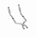 MagnaFlow 49977 oem grade direct-fit catalytic converter, rear three-quarter view of the turntable spin