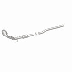 MagnaFlow 52392 oem grade direct-fit catalytic converter, rear three-quarter view of the turntable spin
