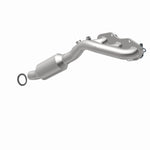 MagnaFlow 49285 oem grade manifold converter, opposite rear three-quarter view of the turntable spin