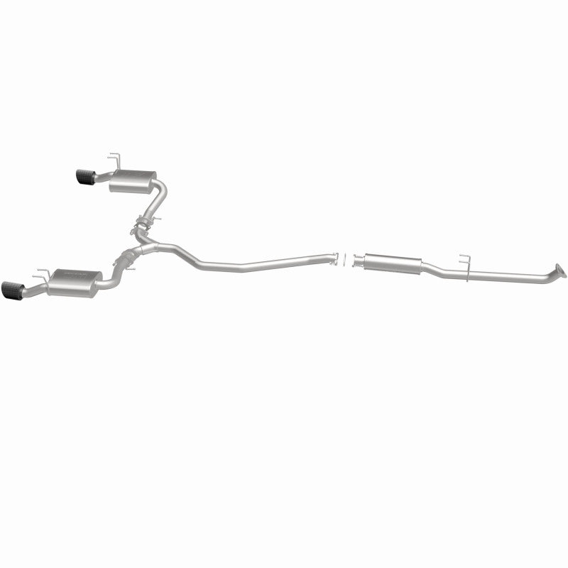 MagnaFlow 19612 neo series cat-back exhaust, side view of the turntable spin