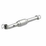 MagnaFlow 93661 hm grade direct-fit catalytic converter, front three-quarter view of the turntable spin
