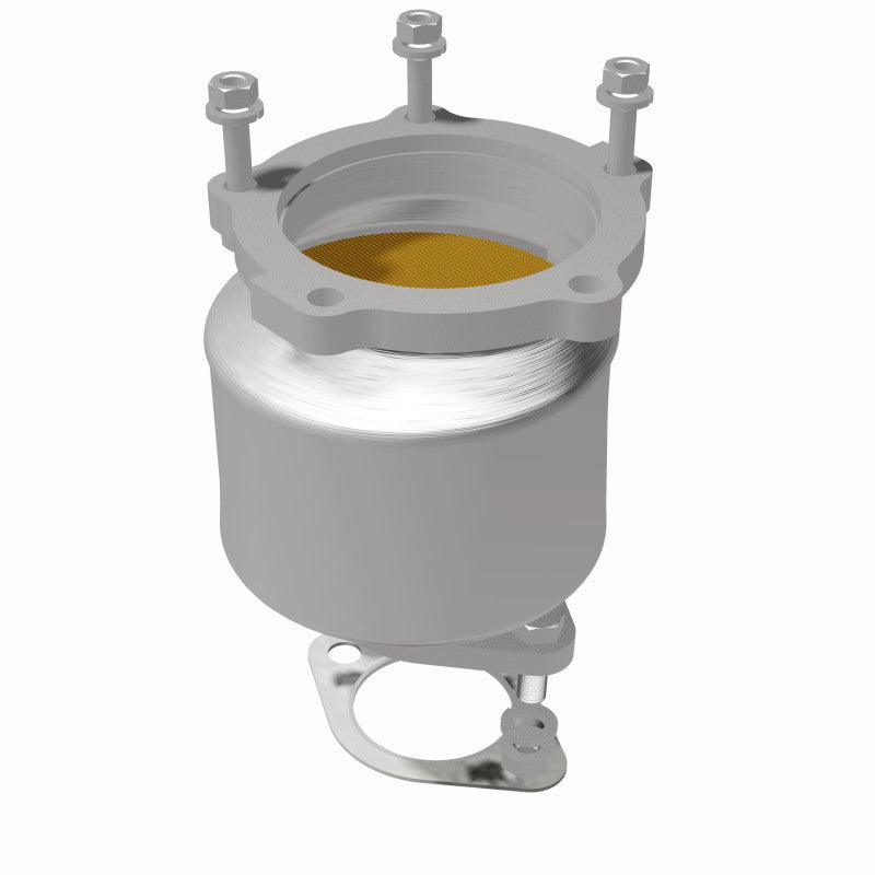 MagnaFlow 50160 hm grade manifold converter, rear view of the turntable spin