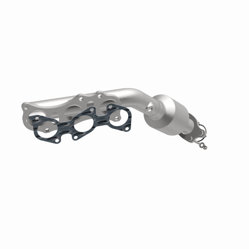 MagnaFlow 5481342 carb manifold converter, opposite front three-quarter view of the turntable spin