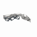 MagnaFlow 5481342 carb manifold converter, opposite front three-quarter view of the turntable spin