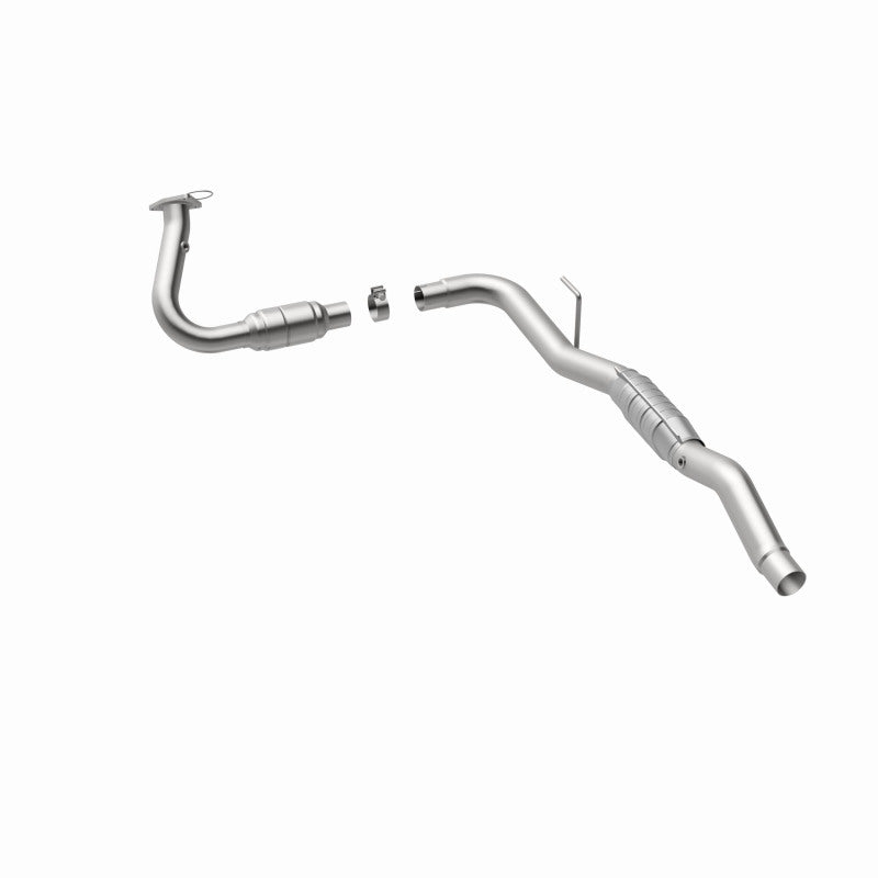 MagnaFlow 49667 oem grade direct-fit catalytic converter, rear three-quarter view of the turntable spin