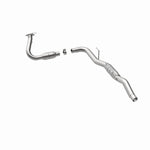 MagnaFlow 49667 oem grade direct-fit catalytic converter, rear three-quarter view of the turntable spin