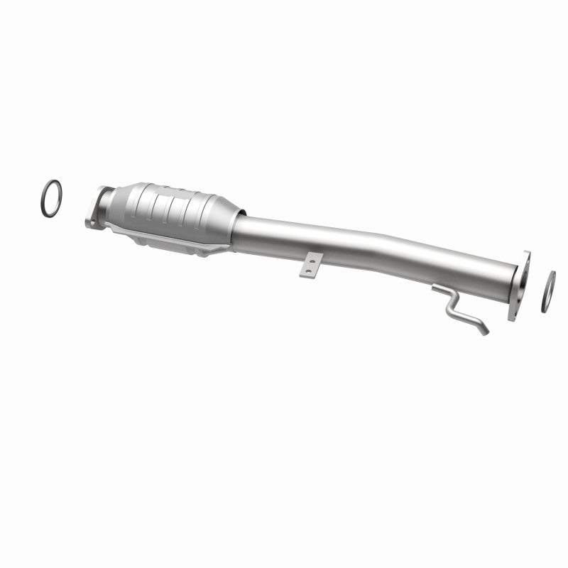 MagnaFlow 93134 hm grade direct-fit catalytic converter, opposite rear three-quarter view of the turntable spin