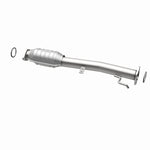 MagnaFlow 93134 hm grade direct-fit catalytic converter, opposite rear three-quarter view of the turntable spin
