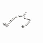 MagnaFlow 23476 hm grade direct-fit catalytic converter, opposite front three-quarter view of the turntable spin