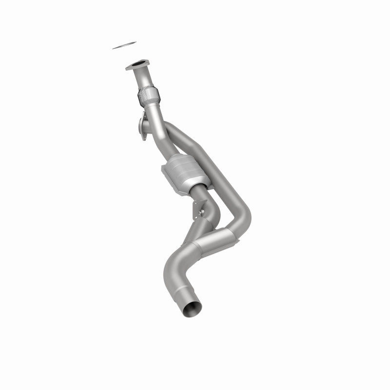 MagnaFlow 23518 hm grade direct-fit catalytic converter, rear three-quarter view of the turntable spin