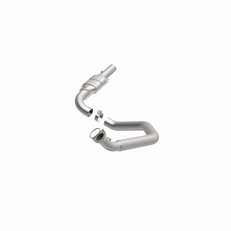MagnaFlow 49601 oem grade direct-fit catalytic converter, opposite front three-quarter view of the turntable spin