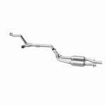 MagnaFlow 23573 epa direct-fit catalytic converter, side view of the turntable spin