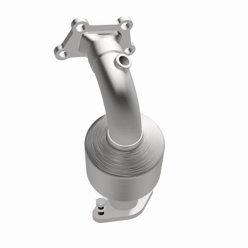 MagnaFlow 551402 carb direct-fit catalytic converter, rear three-quarter view of the turntable spin
