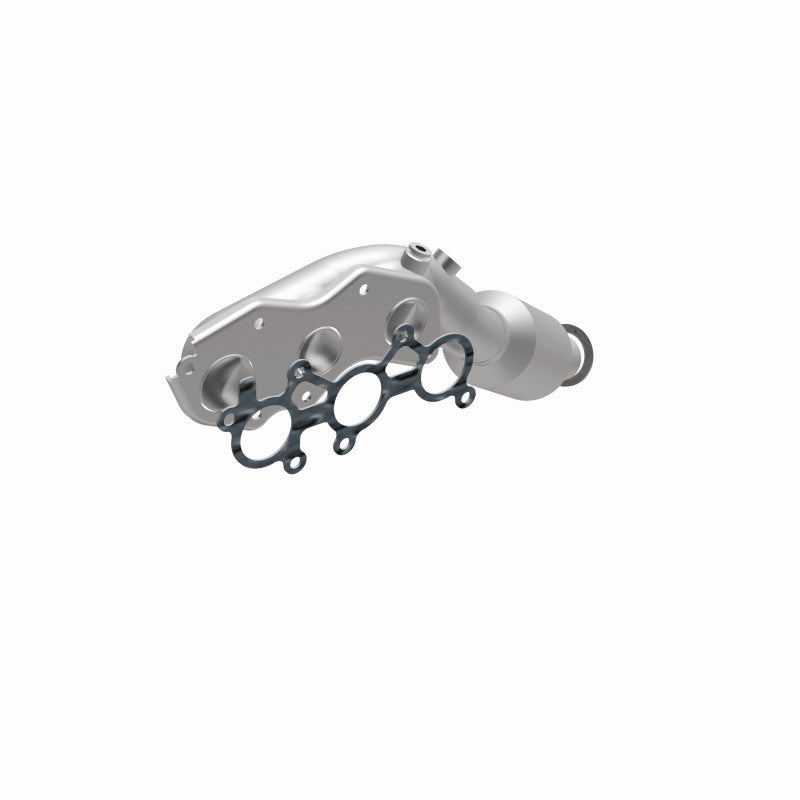 MagnaFlow 49285 oem grade manifold converter, opposite front three-quarter view of the turntable spin