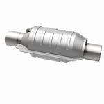 MagnaFlow 441235 universal catalytic converter, opposite rear three-quarter view of the turntable spin