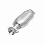MagnaFlow 93286 hm grade direct-fit catalytic converter, opposite front three-quarter view of the turntable spin