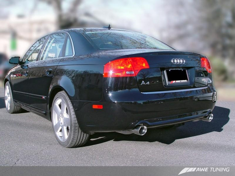AWE Tuning Audi B7 A4 3.2L Touring Edition Dual Tip Exhaust - Diamond Black Tips - autotalent