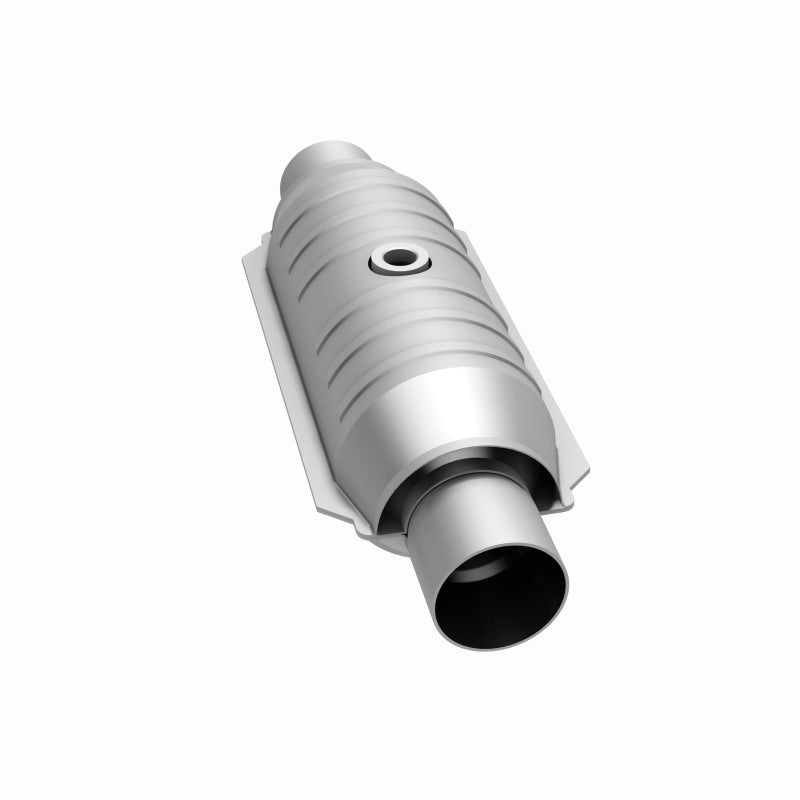 MagnaFlow 408055 universal catalytic converter, opposite side view of the turntable spin