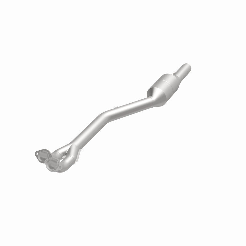 MagnaFlow 51112 oem grade direct-fit catalytic converter, opposite front three-quarter view of the turntable spin