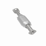 MagnaFlow 49570 oem grade direct-fit catalytic converter, rear three-quarter view of the turntable spin