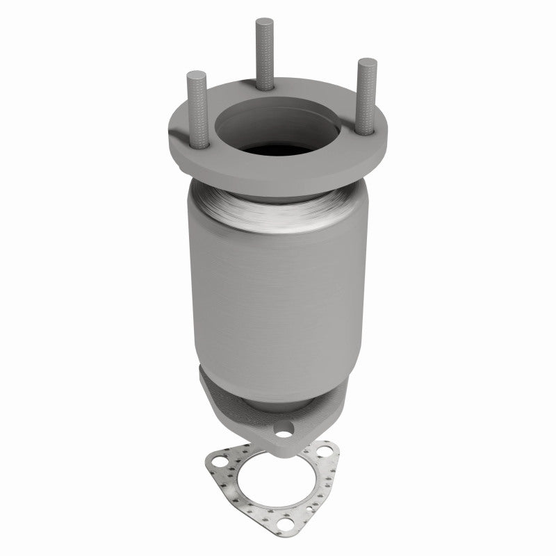 MagnaFlow 50601 epa direct-fit catalytic converter, side view of the turntable spin