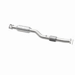 MagnaFlow 93136 hm grade direct-fit catalytic converter, opposite rear three-quarter view of the turntable spin