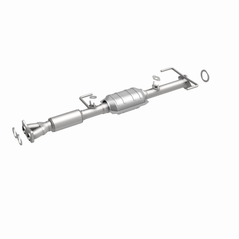MagnaFlow 447186 carb direct-fit catalytic converter, front three-quarter view of the turntable spin