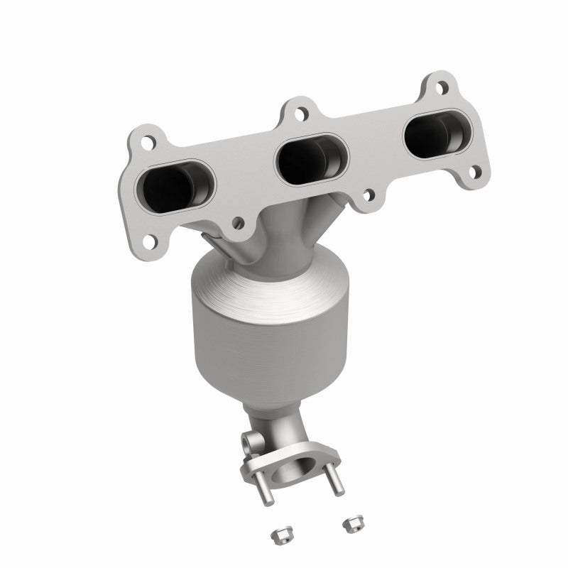MagnaFlow 50756 hm grade manifold converter, rear three-quarter view of the turntable spin