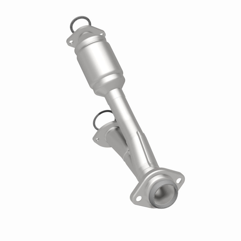 MagnaFlow 49507 oem grade direct-fit catalytic converter, rear three-quarter view of the turntable spin