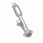 MagnaFlow 49507 oem grade direct-fit catalytic converter, rear three-quarter view of the turntable spin